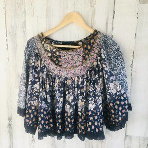 Fur Fur Japan Harajuku Boho Babydoll Top Quilted